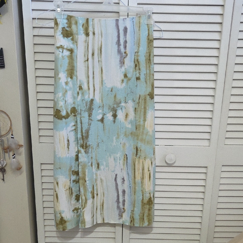 SHEIN Blue and Green Abstract Skirt